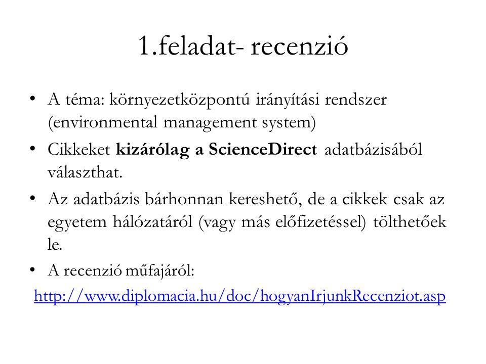 1.feladat- recenzió A téma: környezetközpontú irányítási rendszer (environmental management system)