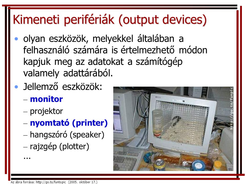 Kimeneti perifériák (output devices)