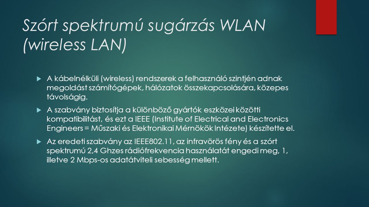 Szórt spektrumú sugárzás WLAN (wireless LAN)