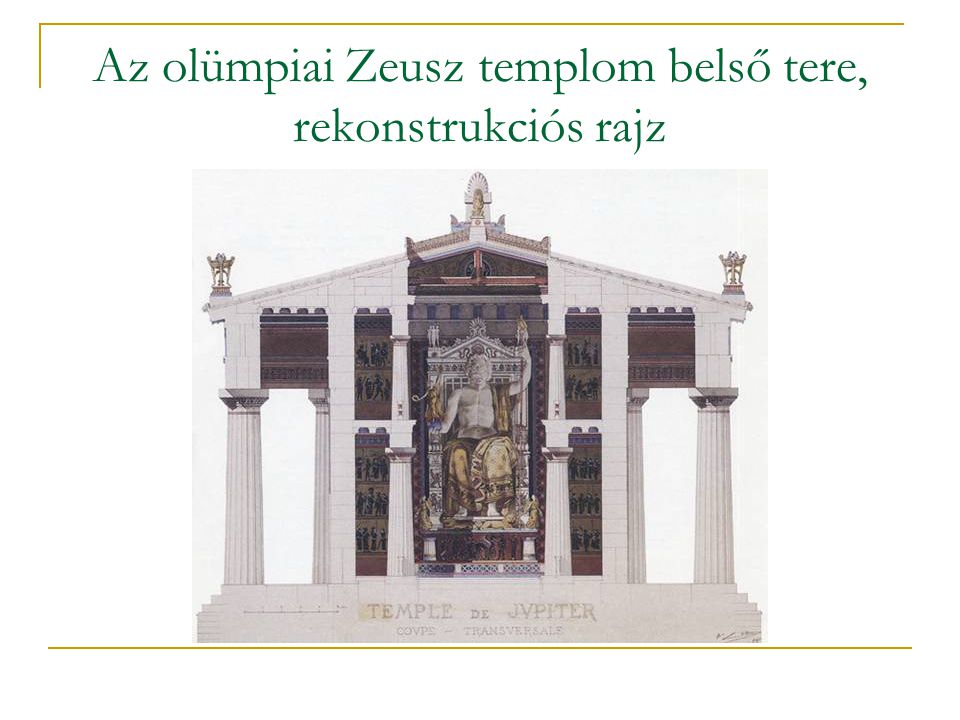 Az olümpiai Zeusz templom belső tere, rekonstrukciós rajz