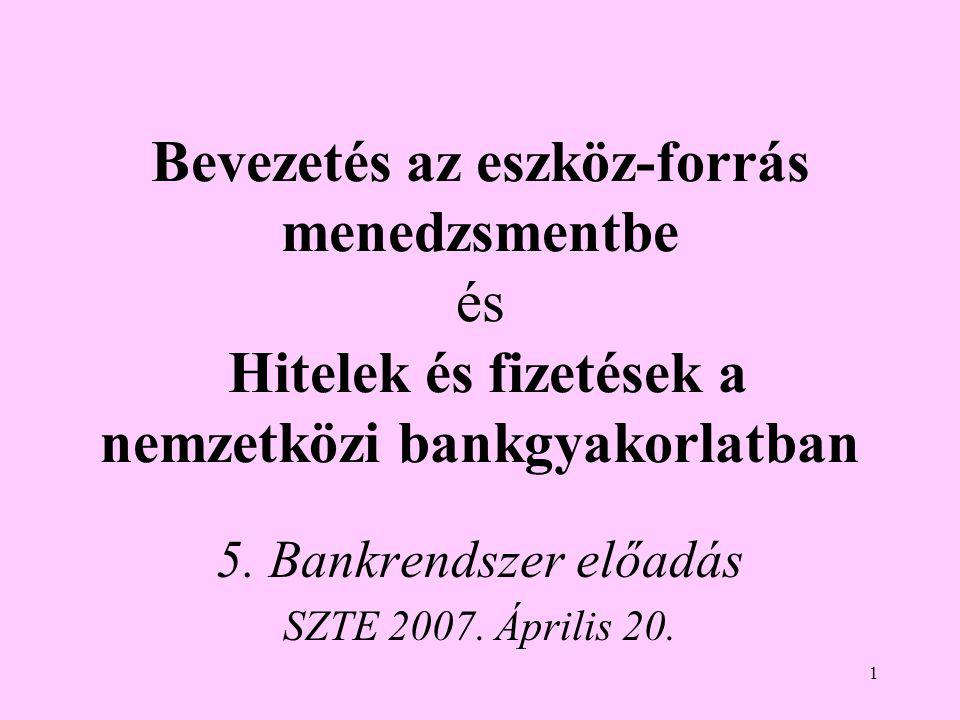 5. Bankrendszer előadás SZTE Április 20.