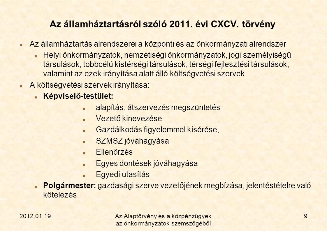 Az államháztartásról szóló évi CXCV. törvény