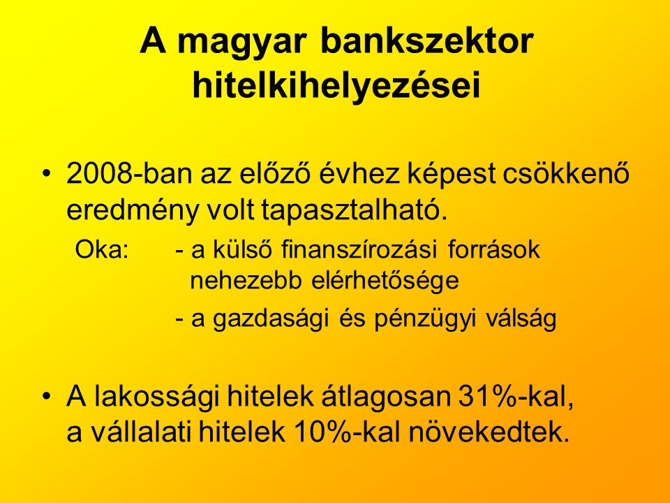 A magyar bankszektor hitelkihelyezései