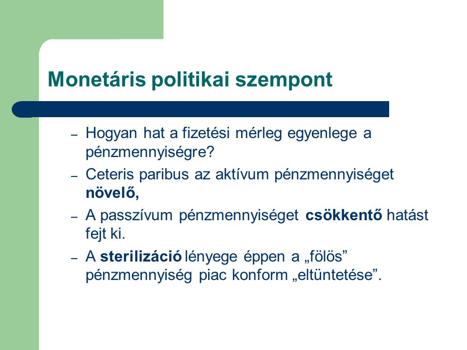 Monetáris politikai szempont