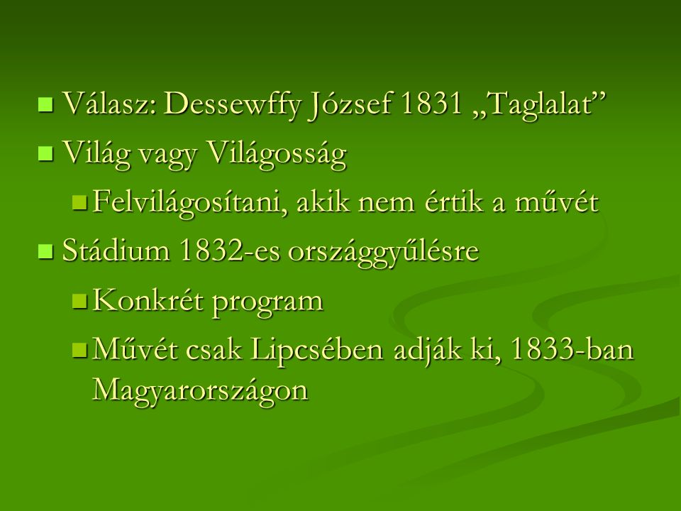 Válasz: Dessewffy József 1831 „Taglalat