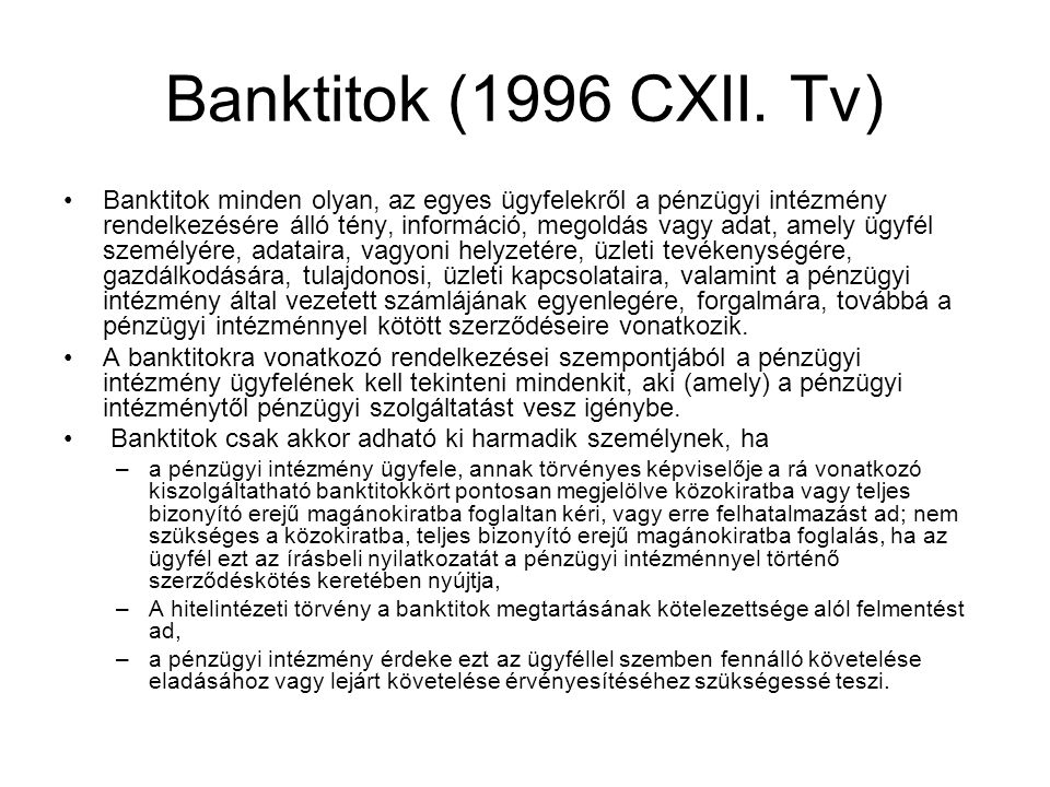 Banktitok (1996 CXII. Tv)