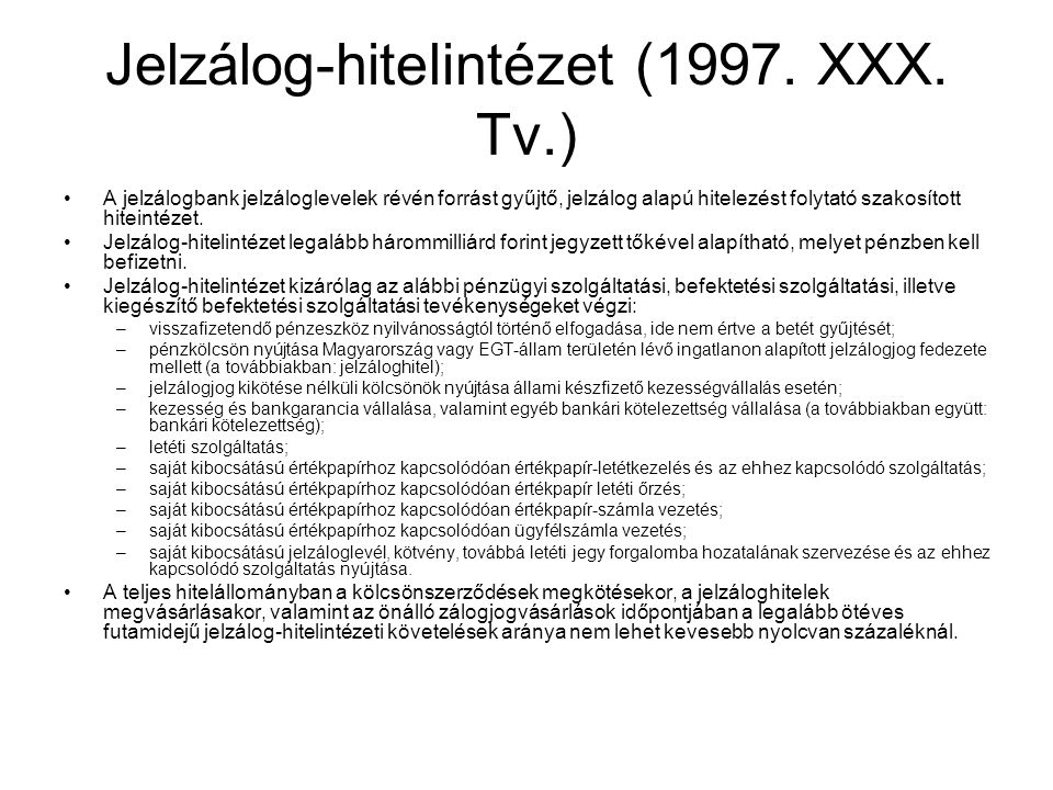 Jelzálog-hitelintézet (1997. XXX. Tv.)