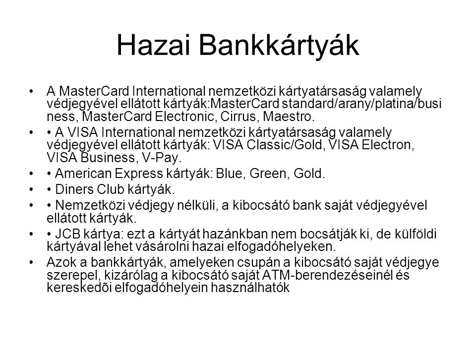 Hazai Bankkártyák
