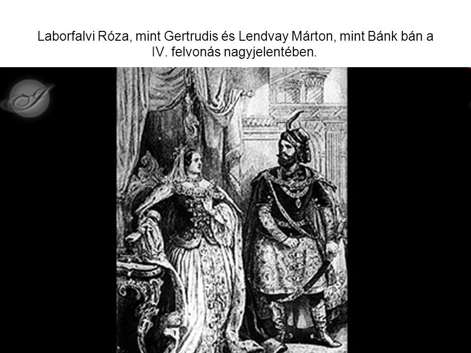 Laborfalvi Róza, mint Gertrudis és Lendvay Márton, mint Bánk bán a IV