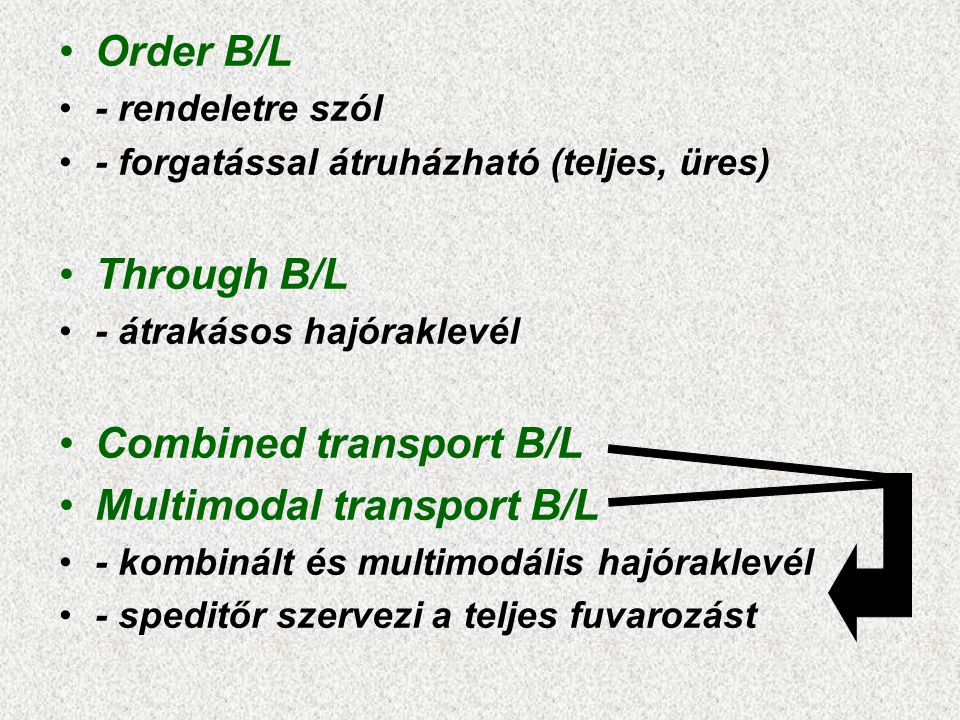 Combined transport B/L Multimodal transport B/L