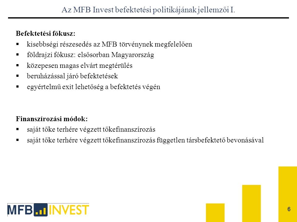 Az MFB Invest befektetési politikájának jellemzői I.