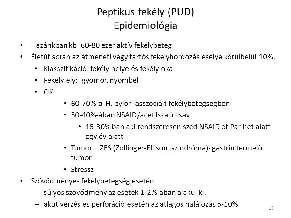 Peptikus fekély (PUD) Epidemiológia