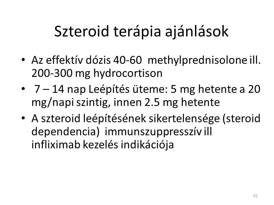 Szteroid terápia ajánlások