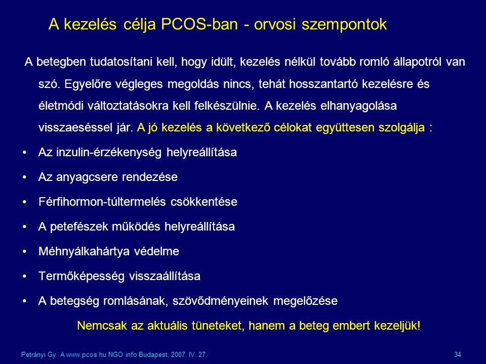 A kezelés célja PCOS-ban - orvosi szempontok