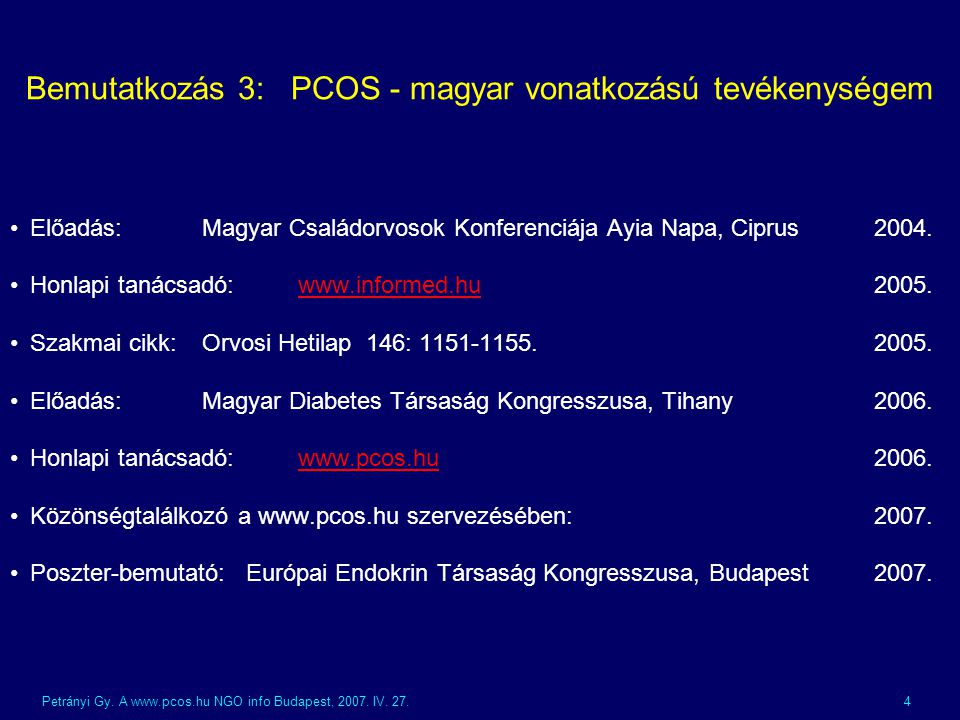 Bemutatkozás 3: PCOS - magyar vonatkozású tevékenységem