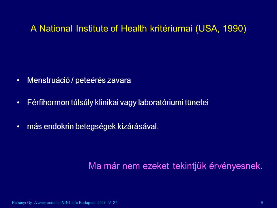 A National Institute of Health kritériumai (USA, 1990)