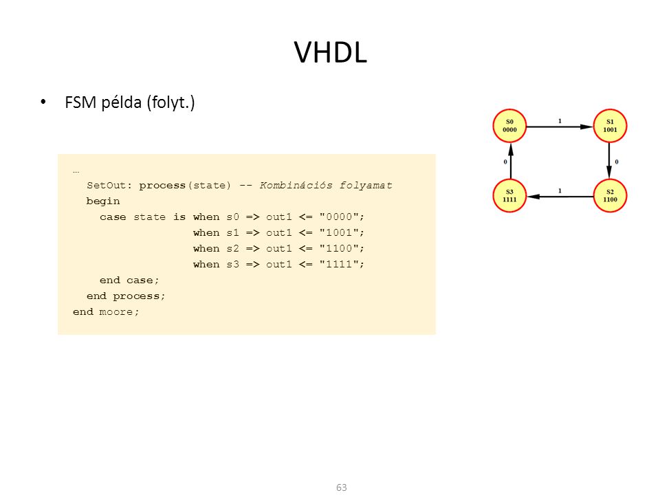 VHDL FSM példa (folyt.) …