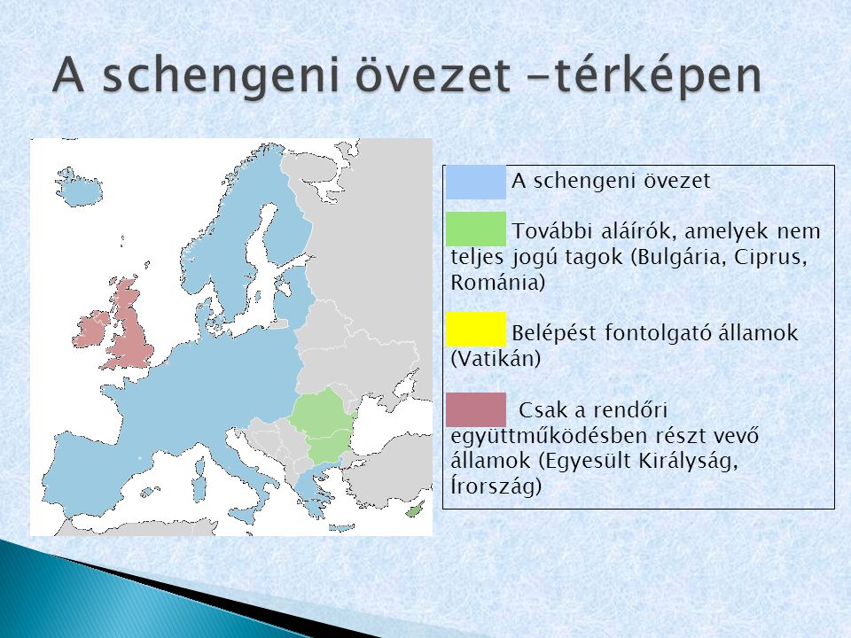 A schengeni övezet -térképen