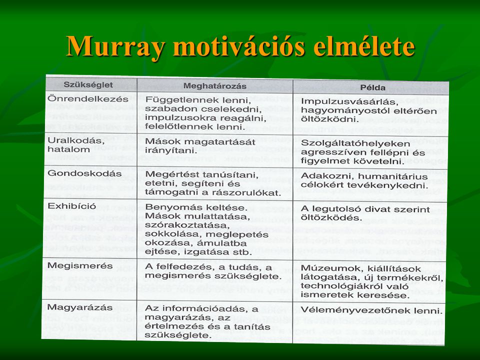 Murray motivációs rendszere