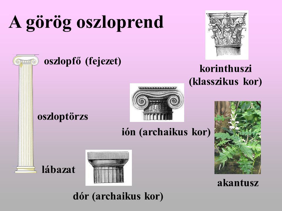 A görög oszloprend oszlopfő (fejezet) korinthuszi (klasszikus kor)