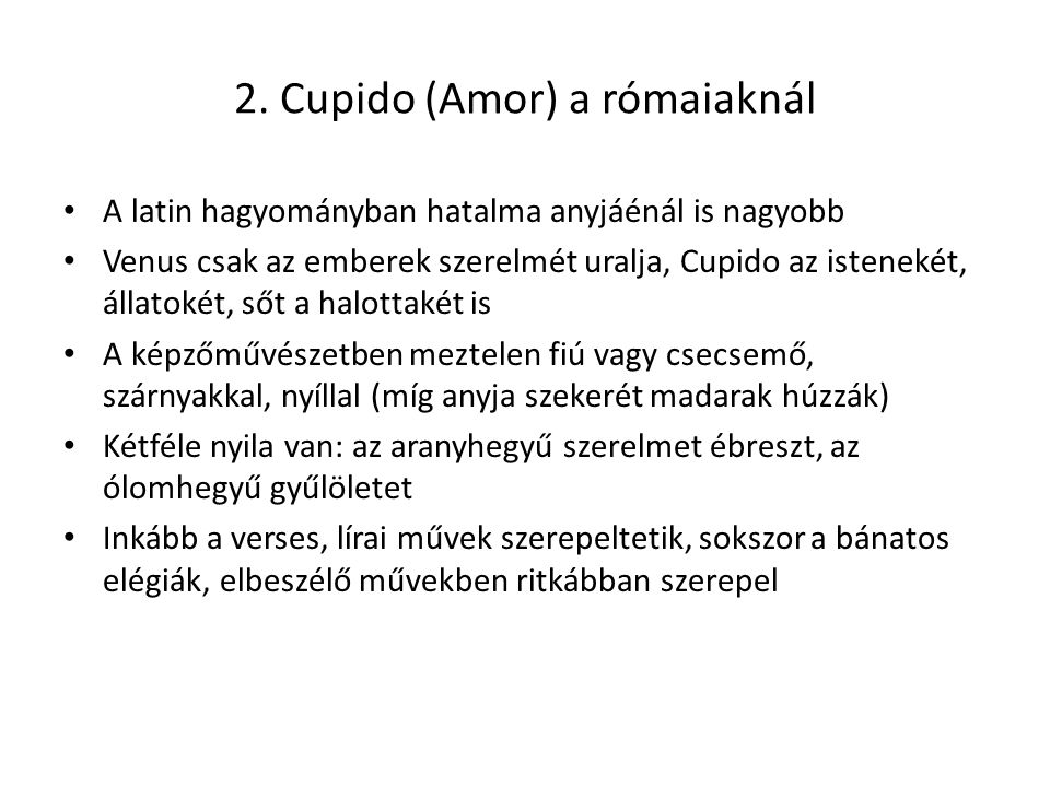 2. Cupido (Amor) a rómaiaknál