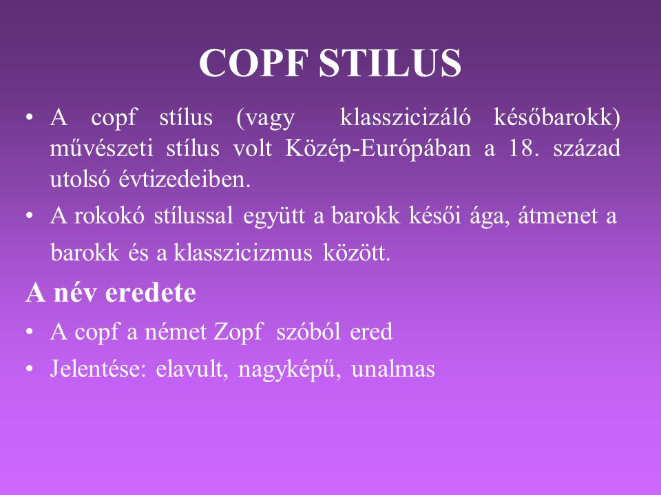 COPF STILUS A név eredete