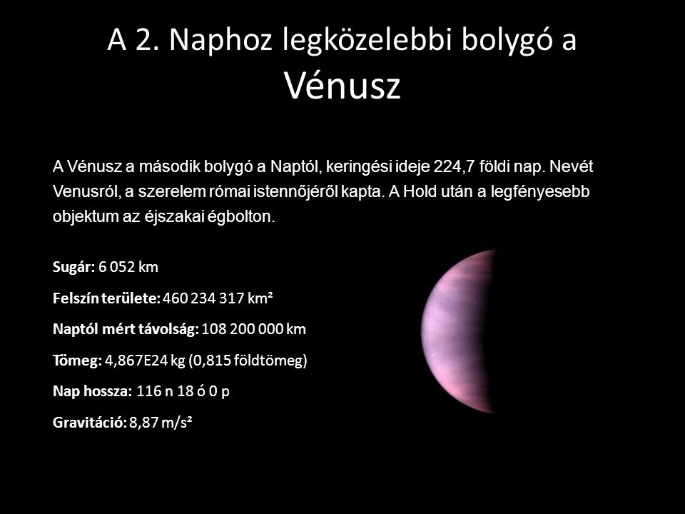 A 2. Naphoz legközelebbi bolygó a Vénusz
