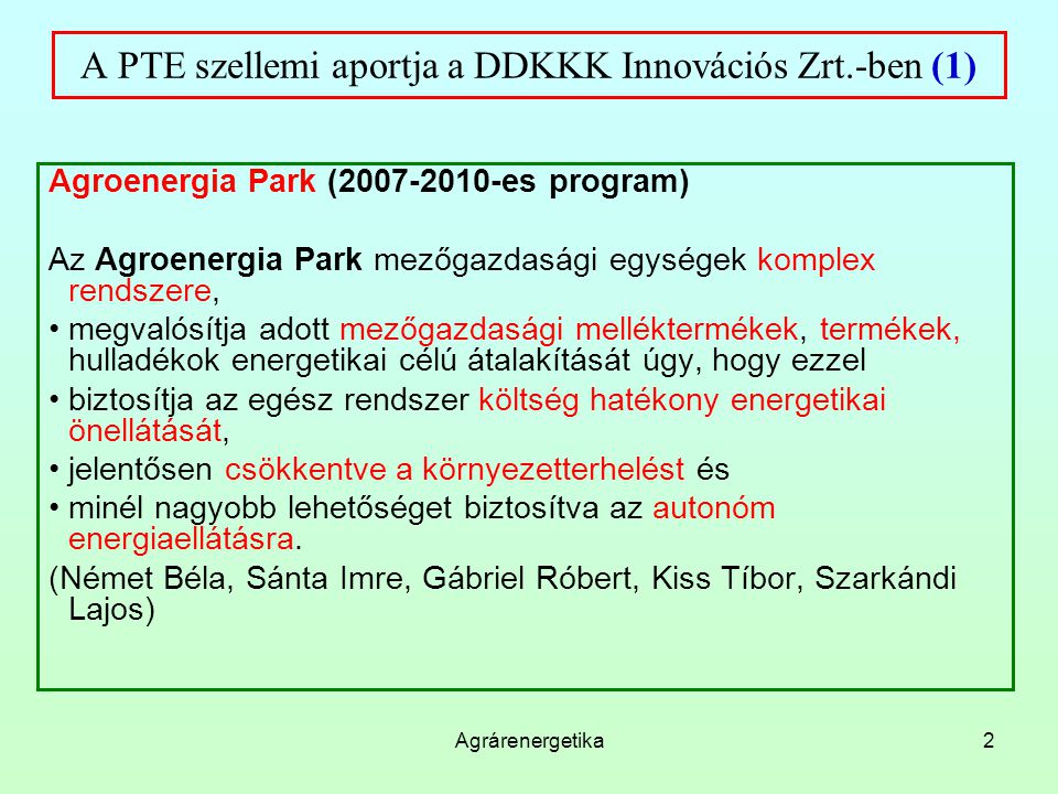 A PTE szellemi aportja a DDKKK Innovációs Zrt.-ben (1)