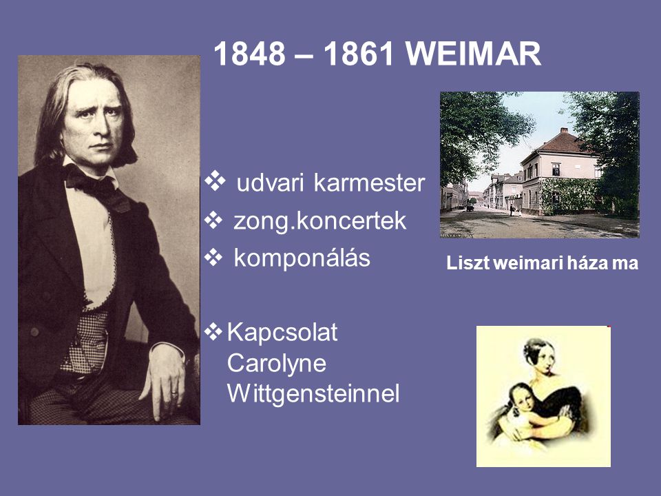 1848 – 1861 WEIMAR udvari karmester zong.koncertek komponálás