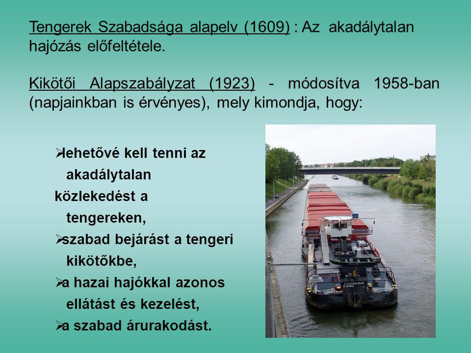 Tengerek Szabadsága alapelv (1609) : Az akadálytalan hajózás előfeltétele.