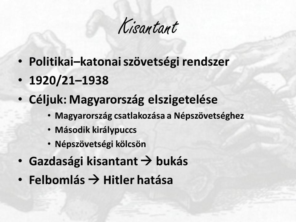 Kisantant Politikai–katonai szövetségi rendszer 1920/21–1938