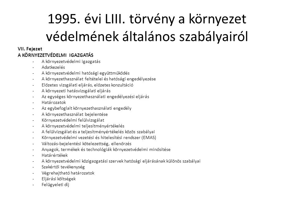 1995. évi LIII. törvény a környezet védelmének általános szabályairól