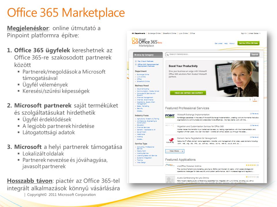 Office 365 Marketplace Megjelenéskor: online útmutató a Pinpoint platformra építve: