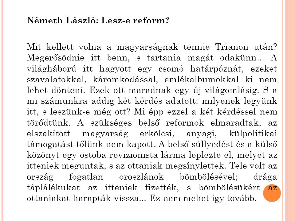 Németh László: Lesz-e reform