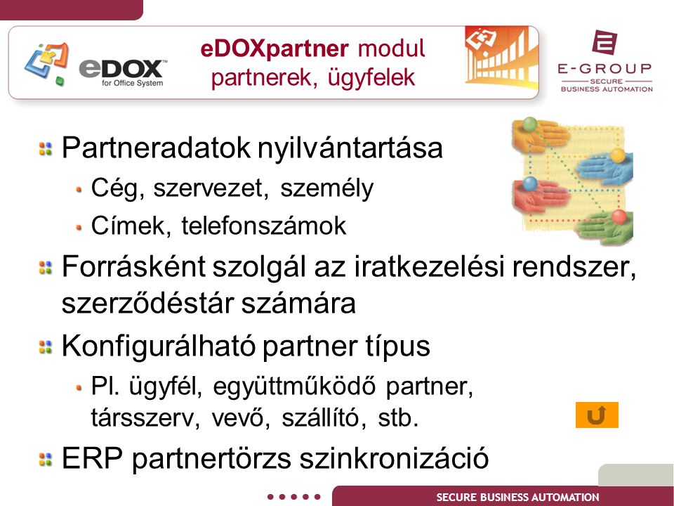 eDOXpartner modul partnerek, ügyfelek