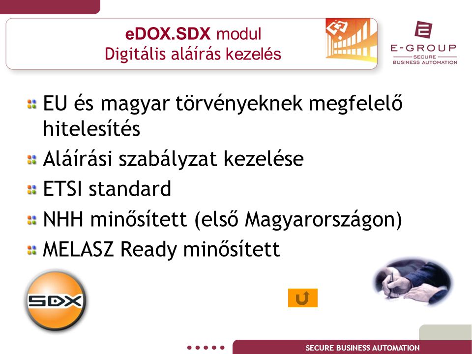 eDOX.SDX modul Digitális aláírás kezelés