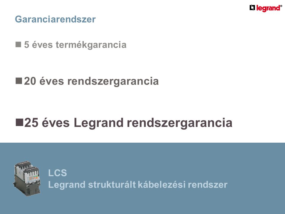 25 éves Legrand rendszergarancia
