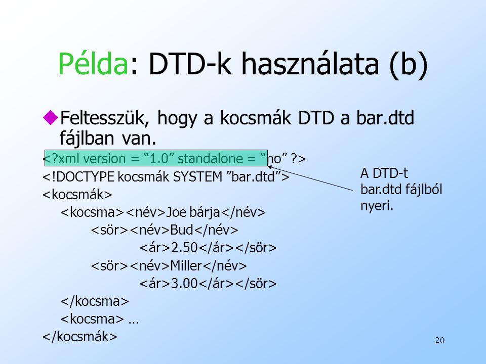 Példa: DTD-k használata (b)