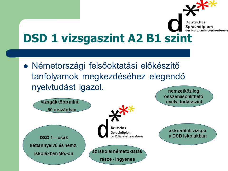 DSD 1 vizsgaszint A2 B1 szint