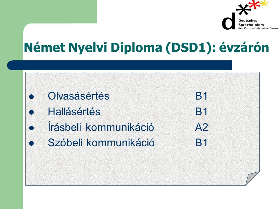 Német Nyelvi Diploma (DSD1): évzárón