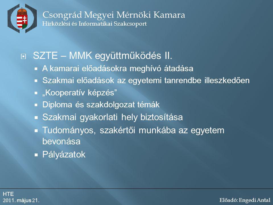 SZTE – MMK együttműködés II.