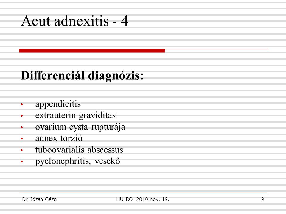 Acut adnexitis - 4 Differenciál diagnózis: appendicitis