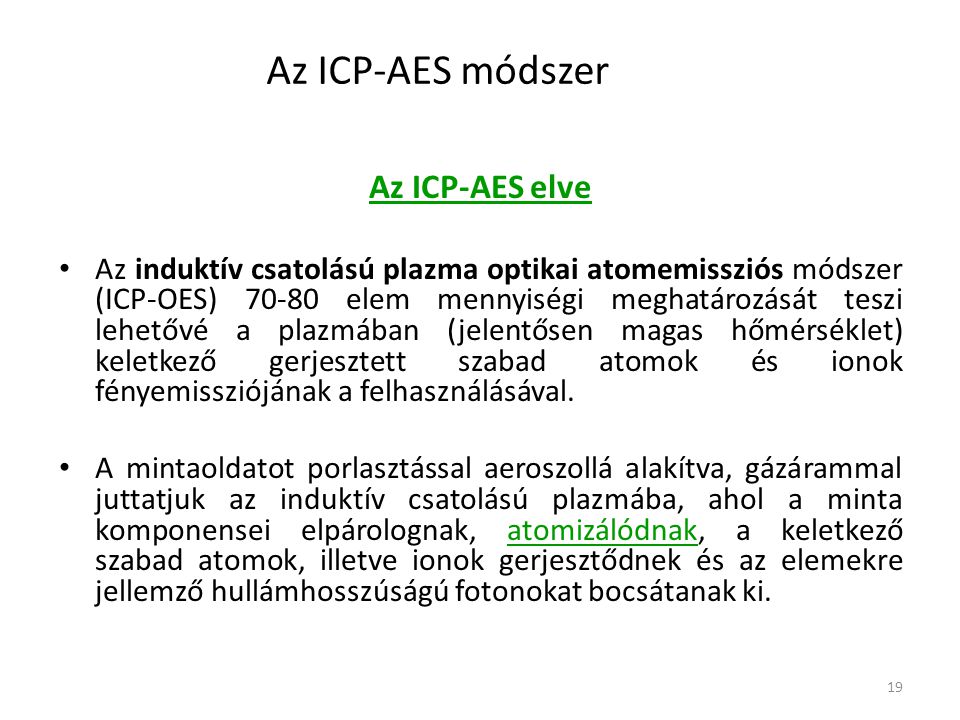 Az ICP-AES módszer Az ICP-AES elve