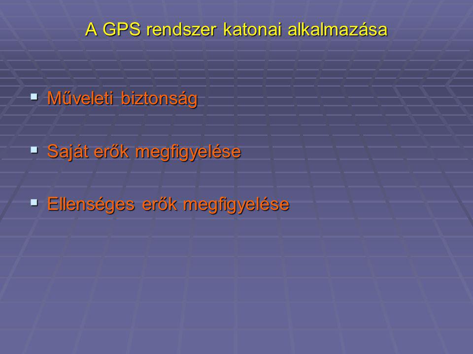 A GPS rendszer katonai alkalmazása