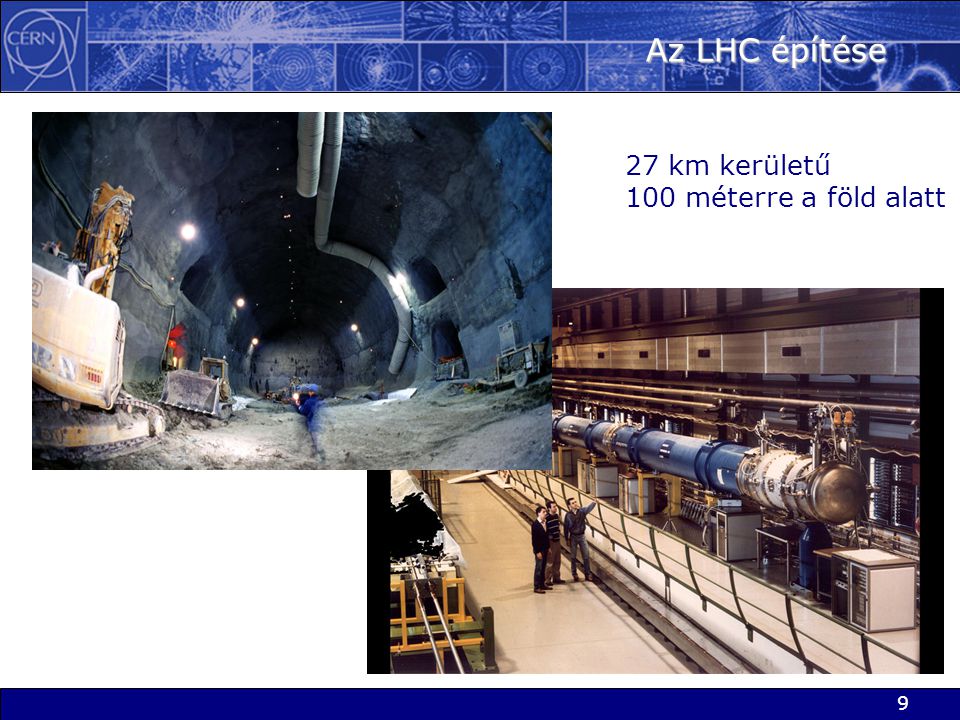 Az LHC építése 27 km kerületű 100 méterre a föld alatt