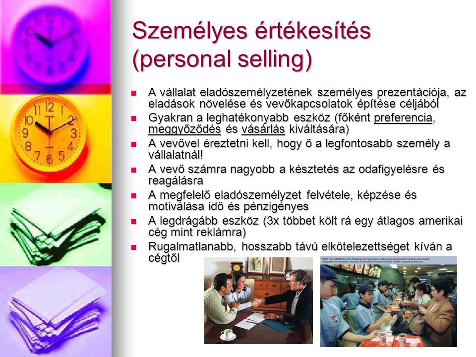 Személyes értékesítés (personal selling)