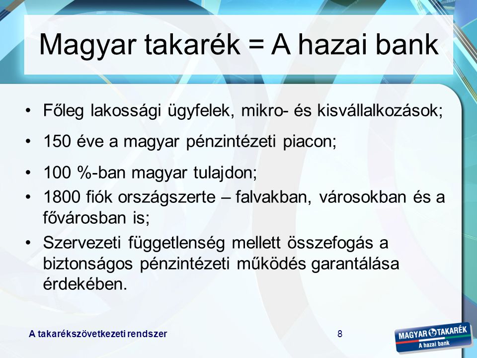 Magyar takarék = A hazai bank