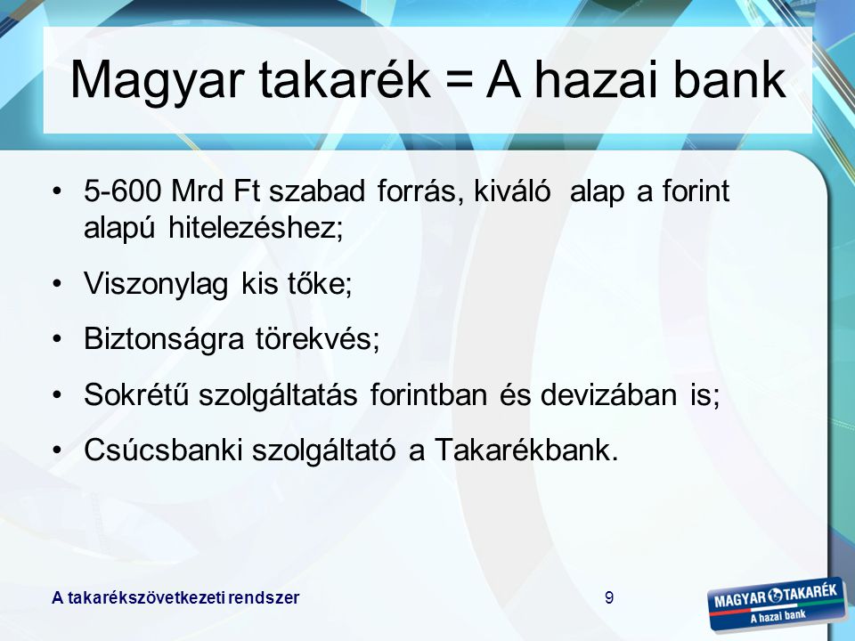 Magyar takarék = A hazai bank