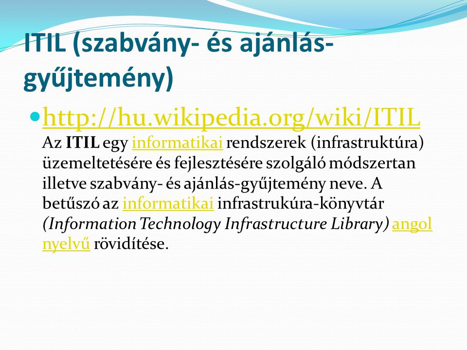 ITIL (szabvány- és ajánlás-gyűjtemény)