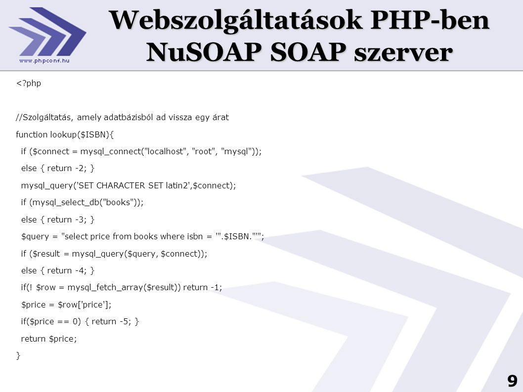 Webszolgáltatások PHP-ben NuSOAP SOAP szerver